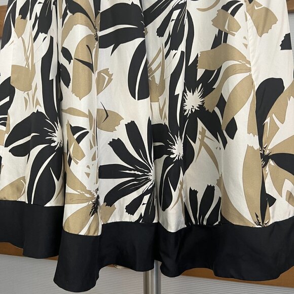 100% Silk Coldwater Creek Floral Maxi Full A-Line Skirt Black‎ Tan White Sz M - Picture 9 of 14